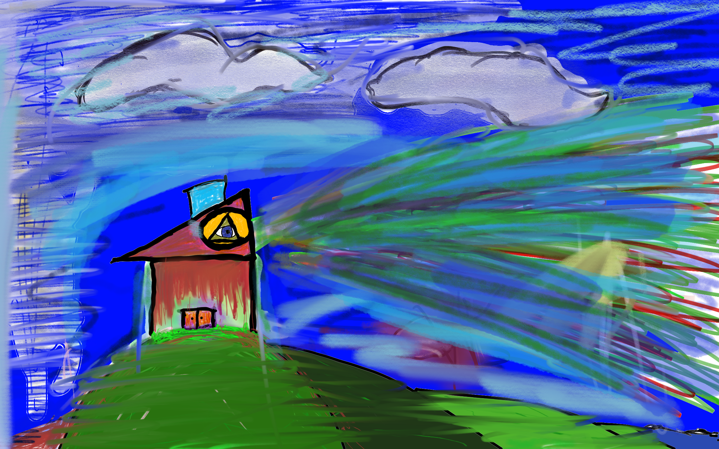 A lighthouse standing tall in the storm